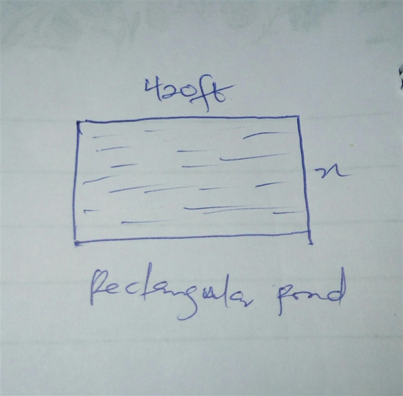 The width of the pond shown is x ft. What is the value of x.-example-1