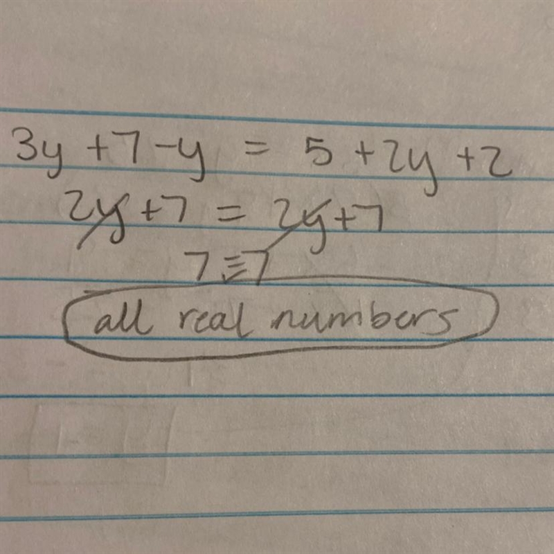 3y + 7 - y = 5 + 2y + 2-example-1