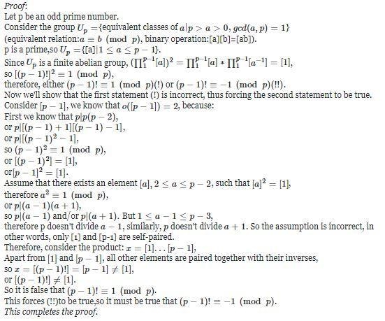 Wilson’s theorem says that a number N is prime if and only if (N − 1)! ≡ −1 (mod N-example-1