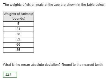 The weights of six animals at the zoom are shown in the table below 5 24 38 52 66 85 What-example-1