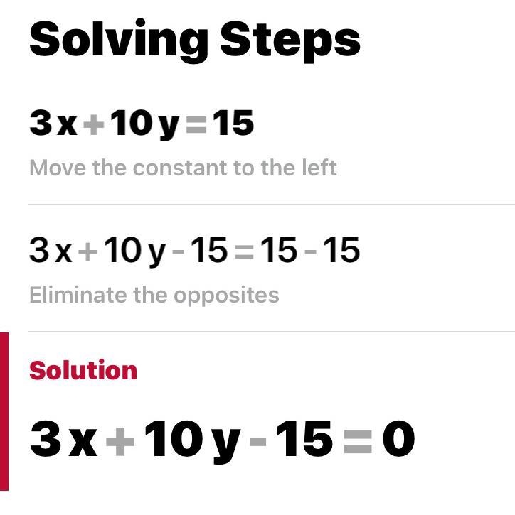 Solve the simulttaneous equations 4x + 7y = 1 3x +10y = 15-example-1