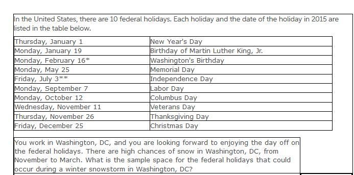 You work in Washington, DC, and you are looking forward to enjoying the day off on-example-1