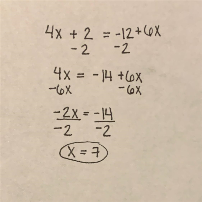 4x+2=-12+6x help please fast I also need to show work-example-1