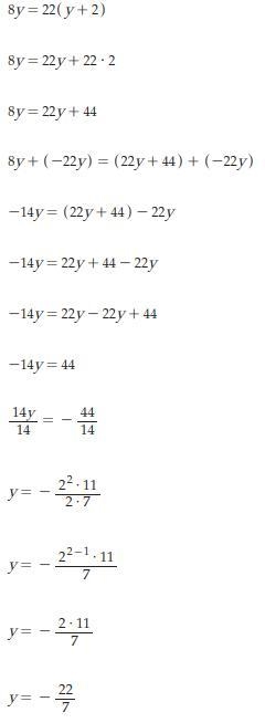 Solve the proportion. 8/11 = 4/y + 2-example-2