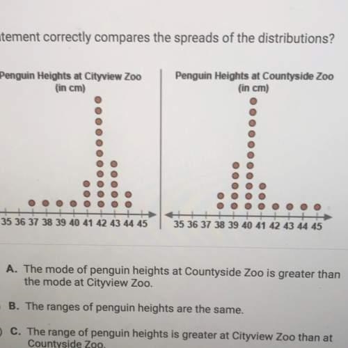 Which statement correctly compares the spreads of the distributions?-example-1