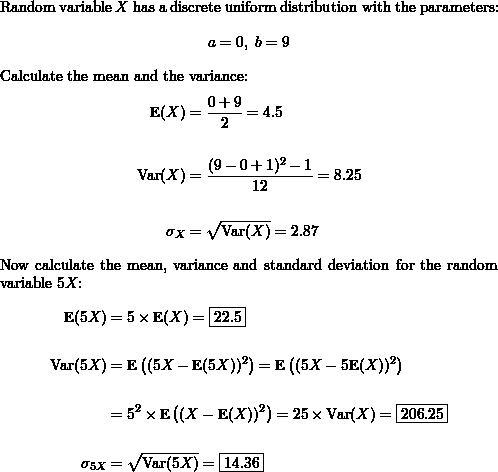 Suppose that has a discrete uniform distribution on the integers 0 through 9. Determine-example-1