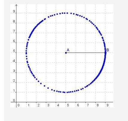 Plot the point (5, 5). Using a line tool, create AB with a length of 4 units from-example-1