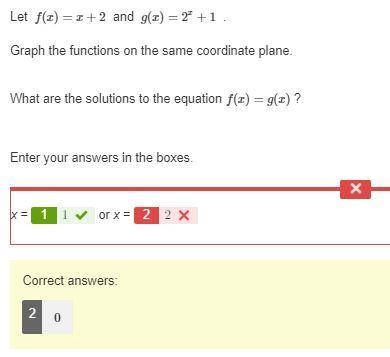 Let ​ f(x)=x+2 ​ and ​ g(x)=2x+1 ​ . Graph the functions on the same coordinate plane-example-1