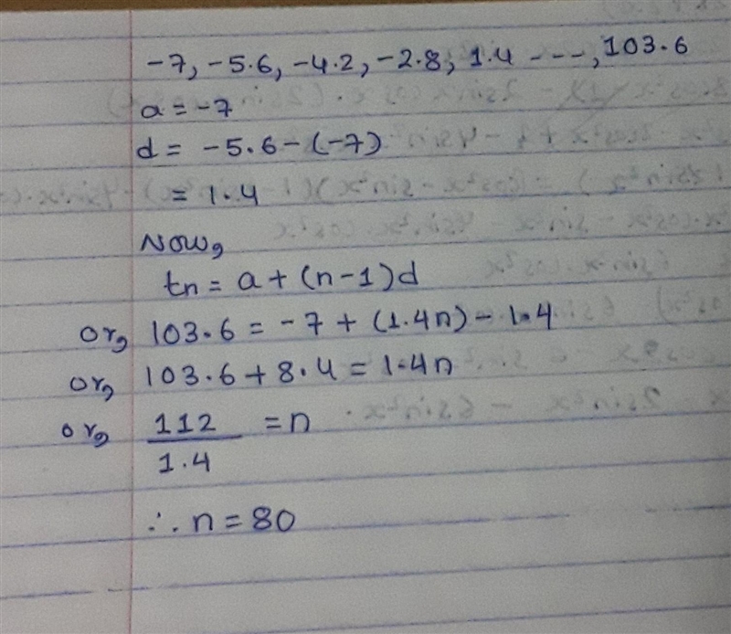 Find the number of terms in the arithmetic sequence -7,-5.6,-4.2,-2.8,1.4,...,103.6​-example-1