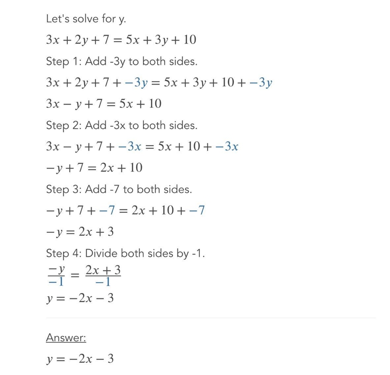 Question 1 Given: 3x + 2y + 7 = 5x +3y +10 Prove: m = -2 (Hint: slope) Question 2 Given-example-1