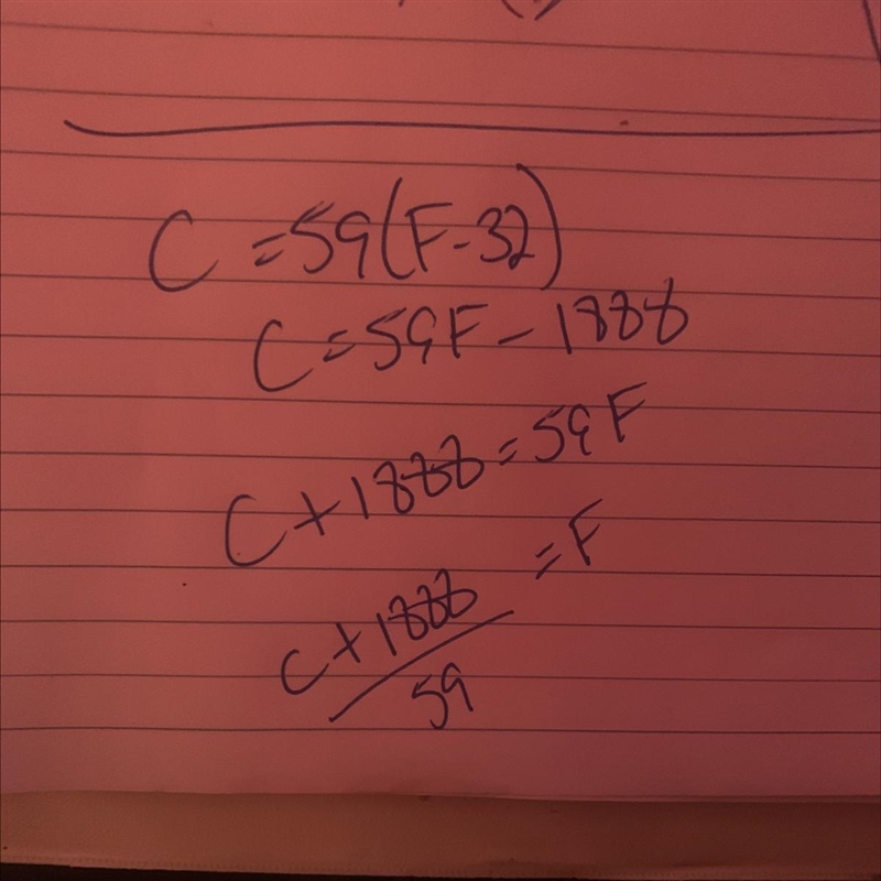 Solve C=59(F−32) for F-example-1