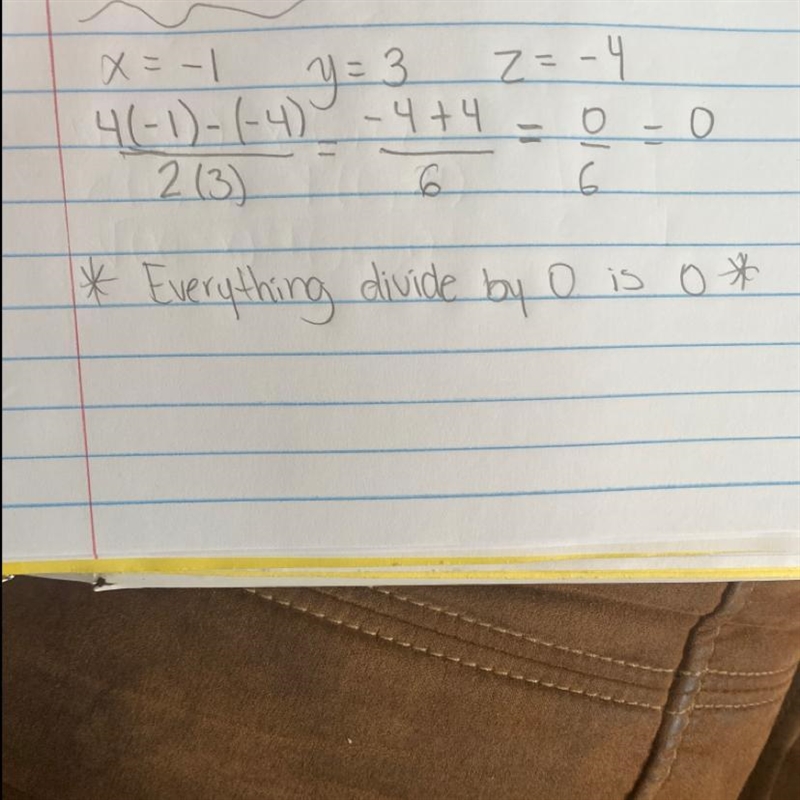 Find the value of the expression where x=-1, y = 3, and z=-4. 4x-z ——- 2y-example-1