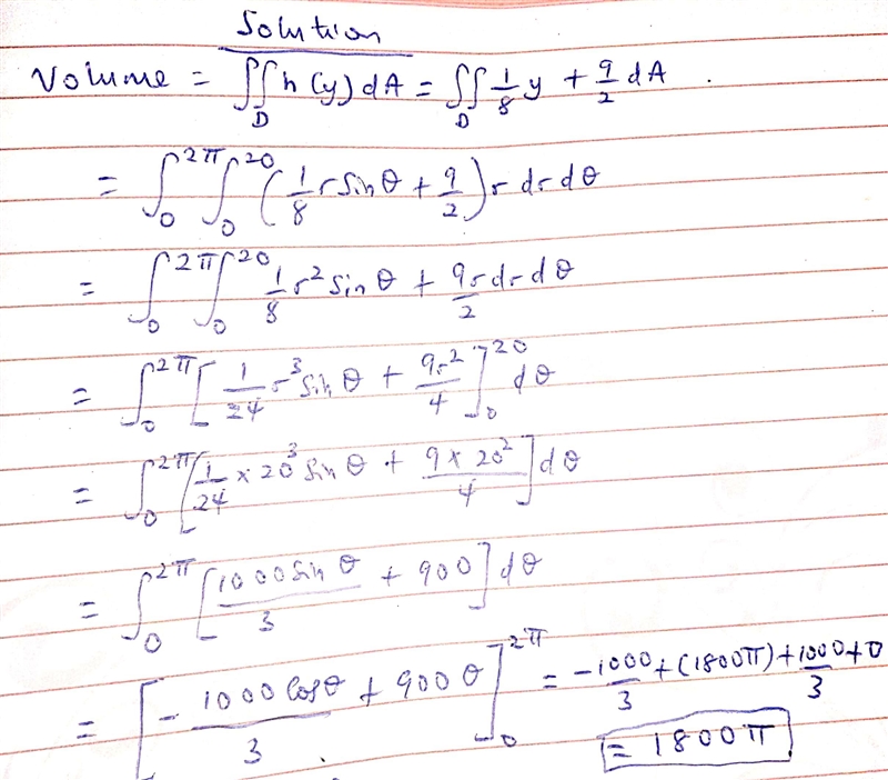 A swimming pool is circular with a 20-ft diameter. The depth is constant along east-example-1