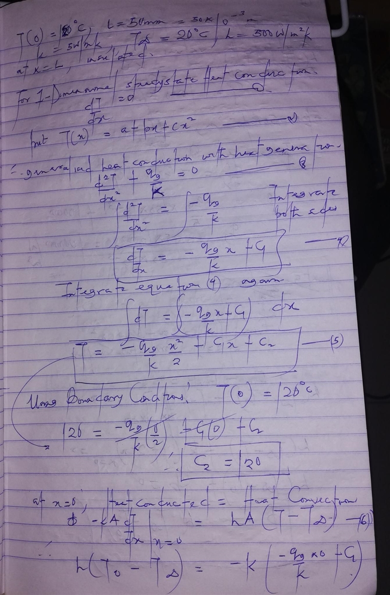 One-dimensional, steady-state conduction with uniform internal energy generation occurs-example-3