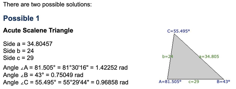 Determine the number of triangles ABC possible with the given parts. b = 24, c = 29, B-example-1