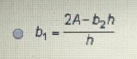 The Formula for the area of a trapezoid is A=1/2(b1+b2)h when this equation is solve-example-1