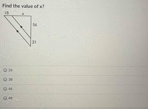 Find the value of x. * 18 56 21-example-1