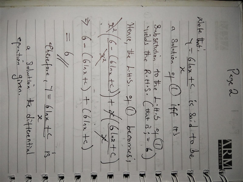 (a) Show that every member of the family of functions y = (6 ln(x) + C)/x , x &gt-example-2