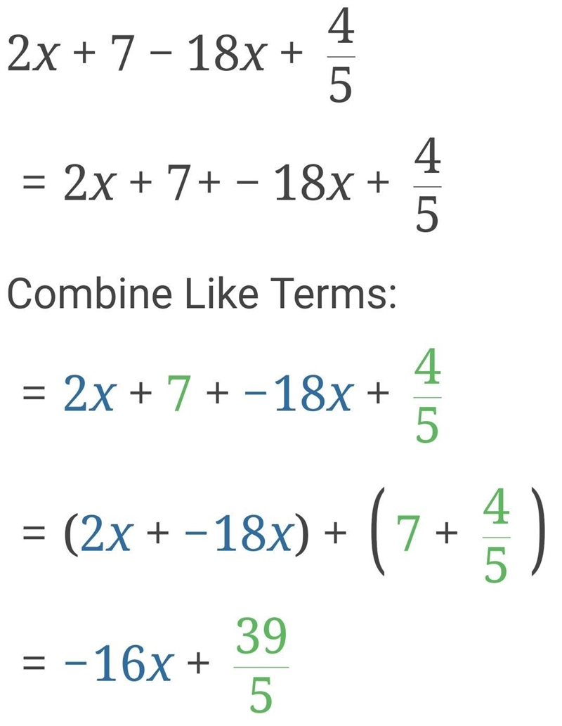 Which expression is equivalent to 2X +7-18 X +4/5￼-example-1