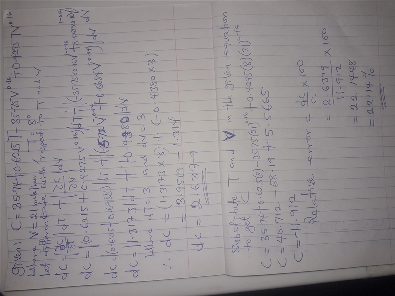 The formula for wind chill C (in degrees Fahrenheit) is given by C = 35.74 + 0.6215T-example-1