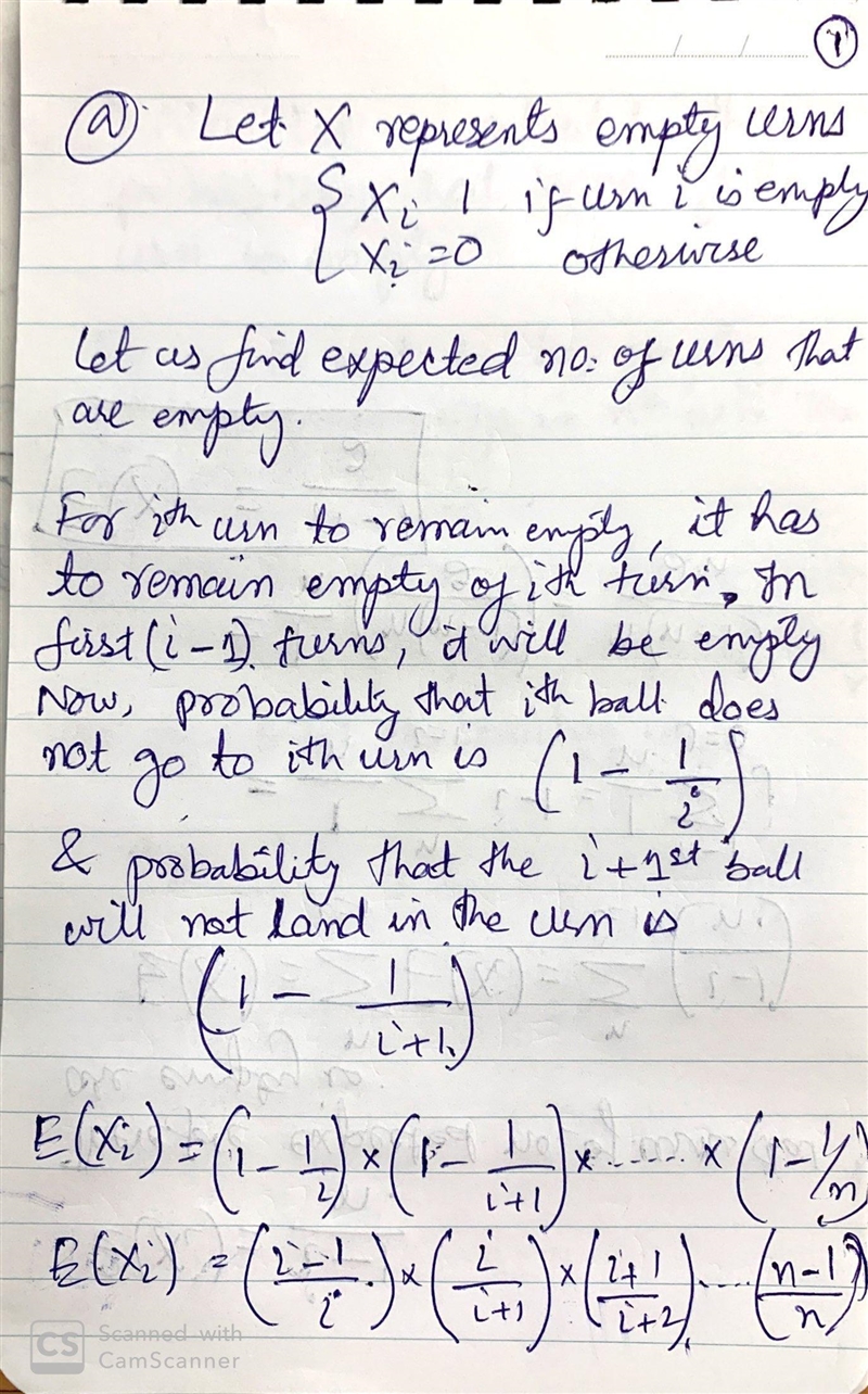 A total of n balls, numbered 1 through n, are put into n urns, also numbered 1 through-example-1