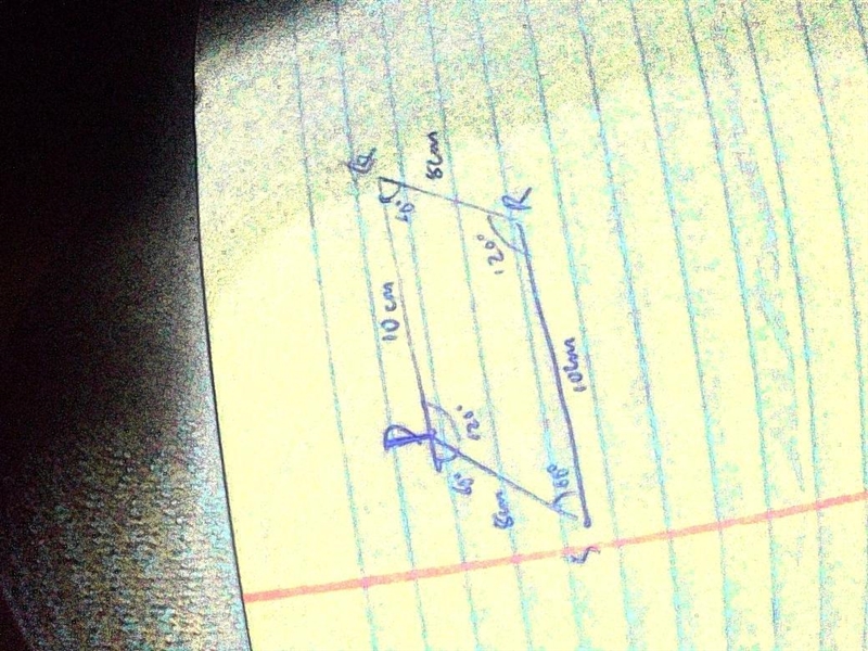 Construct parallelogram PQRS with |PQ|=10cm, |ps|=8cm and <QPS = 120​-example-1