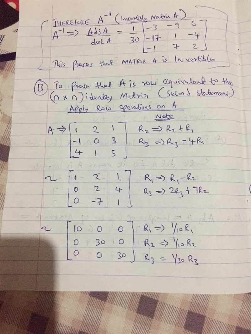 Select four statements from the invertible matrix theorem and show that all four statements-example-2