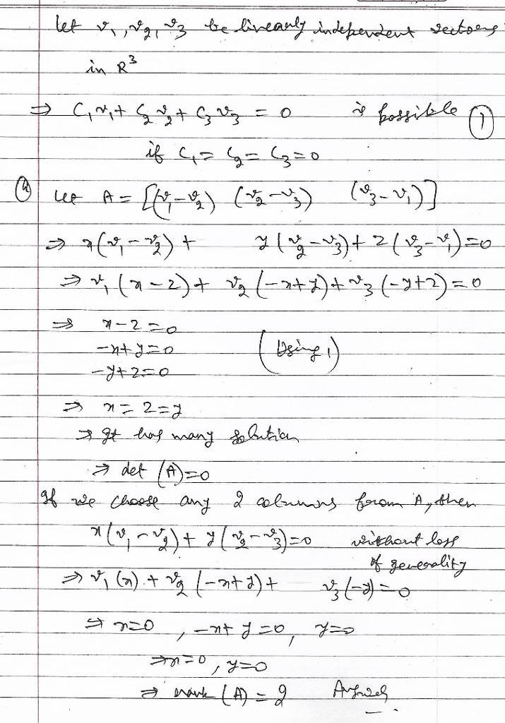 [10 points] Let v1, v2 and v3 be three linearly independent vectors in R 3 . (a) Find-example-1