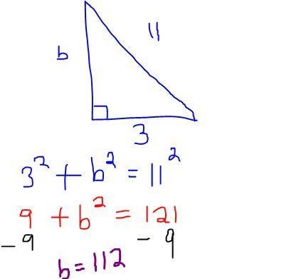 (MC) The leg of a right triangle is 3 units and the hypotenuse is 11 units. What is-example-1