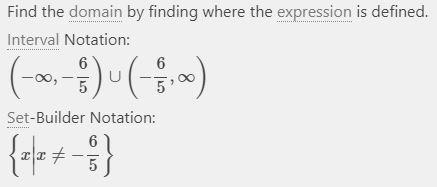 What is the domain of f(x)=2/5x+6​-example-1