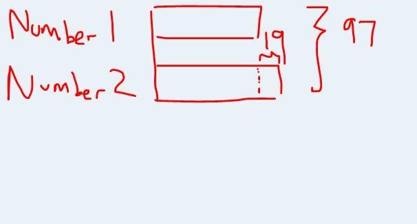 One number is 19 larger than the other, and the sum of these numbers is 97. What is-example-1