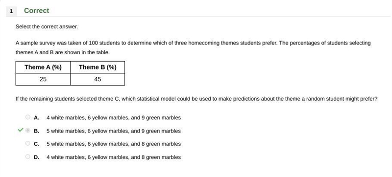 A sample survey was taken of 100 students to determine which of three homecoming themes-example-1