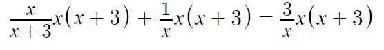 Identify the LCD of the rational expressions in the equation. (x)/(x+3) + (1)/(x) = (3)/(x-example-1