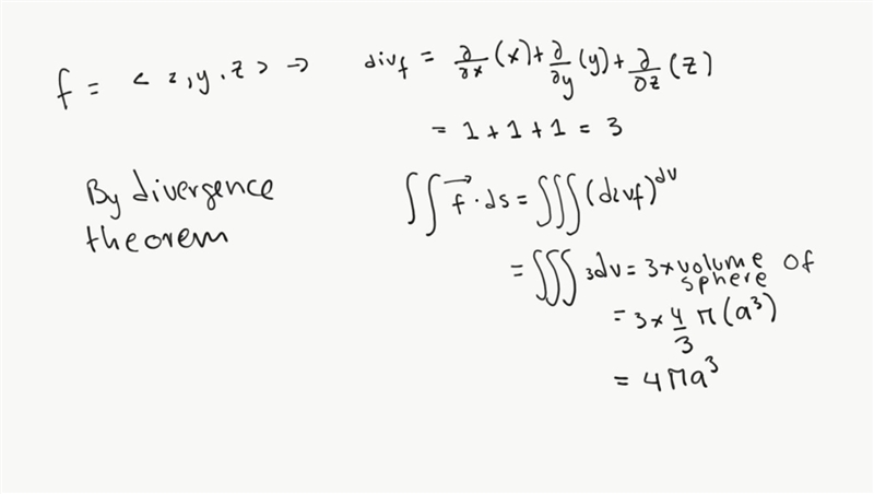 Consider the radial field Fequalsleft angle​x,y,zright angle and let S be the sphere-example-1