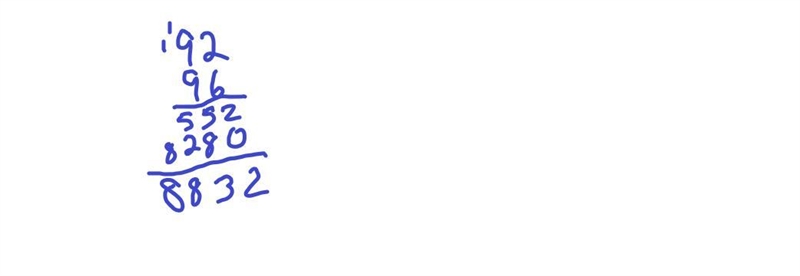 92 * 96 \\ what does that equal ​-example-1