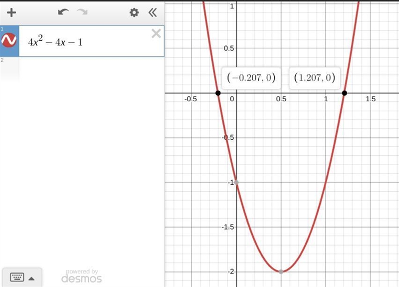 Solve the equation 4x^2-4x-1=0-example-1