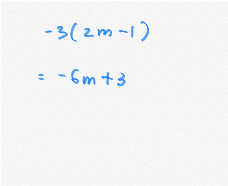 Which expression is equivalent to -3(2m - 1) - n? 6m - n - 3 6m - n + 3 -6m - n - 3 -6m-example-1