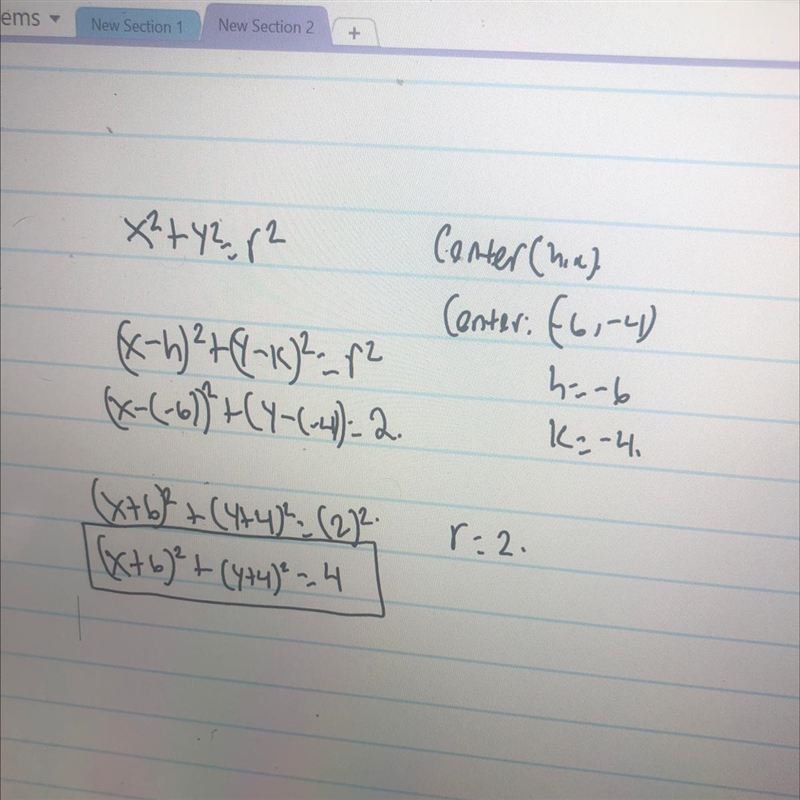 Determine the equation of the circle graphed below.-example-1