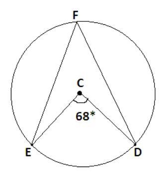 Points E, F, and D are located on circle C. Circle C is shown. Line segments E C and-example-1