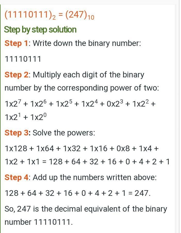 1 111 0111 base 2 to decimal number​-example-1