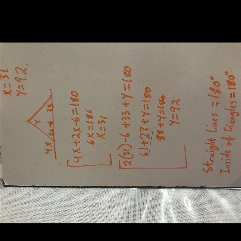 4xº (2x – 6° 33° A. x= 31, y = 91 B. x= 31, y = 116 C. x = 56, y=91 D. x= 56, y = 116-example-1