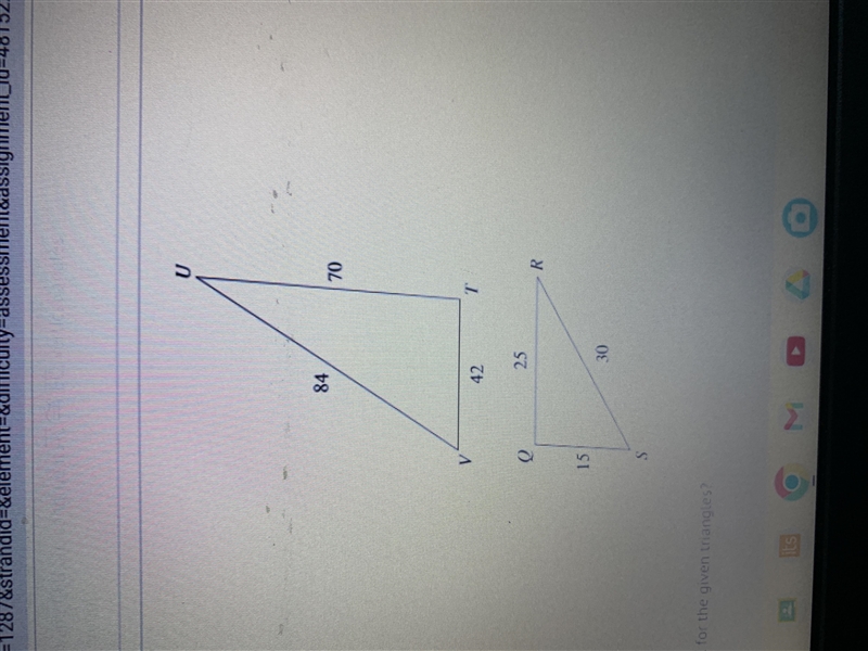 Which statement is TRUE for the given triangles? A) The triangles are similar because-example-1