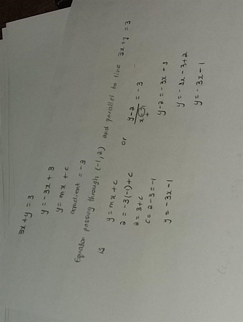 What is an equation of the line that passes through the point (- 1, 2) and is parallel-example-1