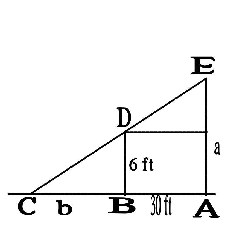 Upper AA 66​-ft-tall fence runs parallel to a wall of a house at a distance of 3030 ft-example-1