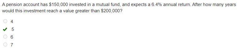 A pension account has $150,000 invested in a mutual fund, and expects a 6.4% annual-example-1