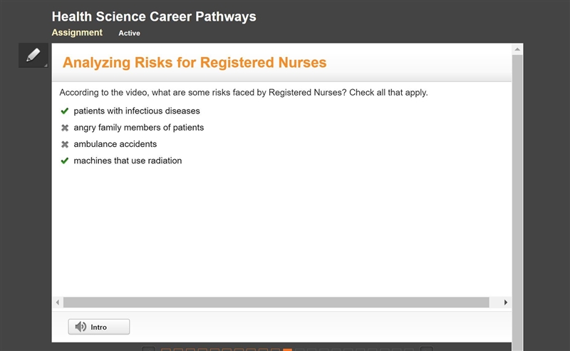 According to the video, what are some risks faced by Registered Nurses? Check all-example-1