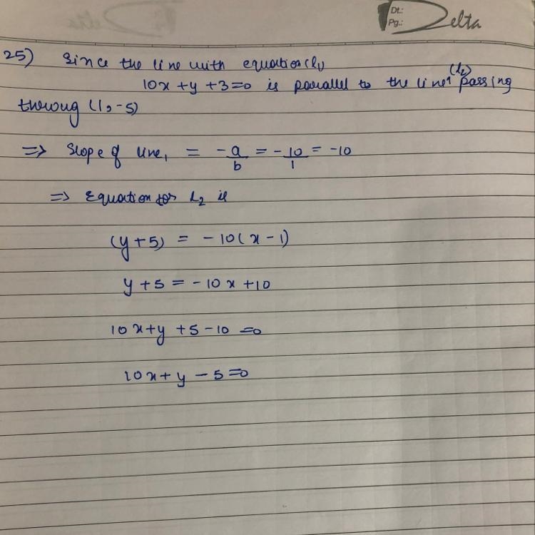 25) (1,-5) parallel to y = - 10x - 3-example-1