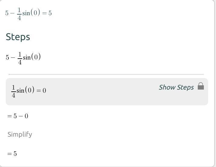 Solve equation for 0<θ<2pi 5-1/4sinθ =5-example-1