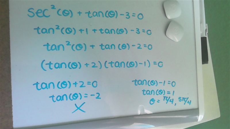 Solve sec2theta + tantheta - 3 =0 for 0-example-1