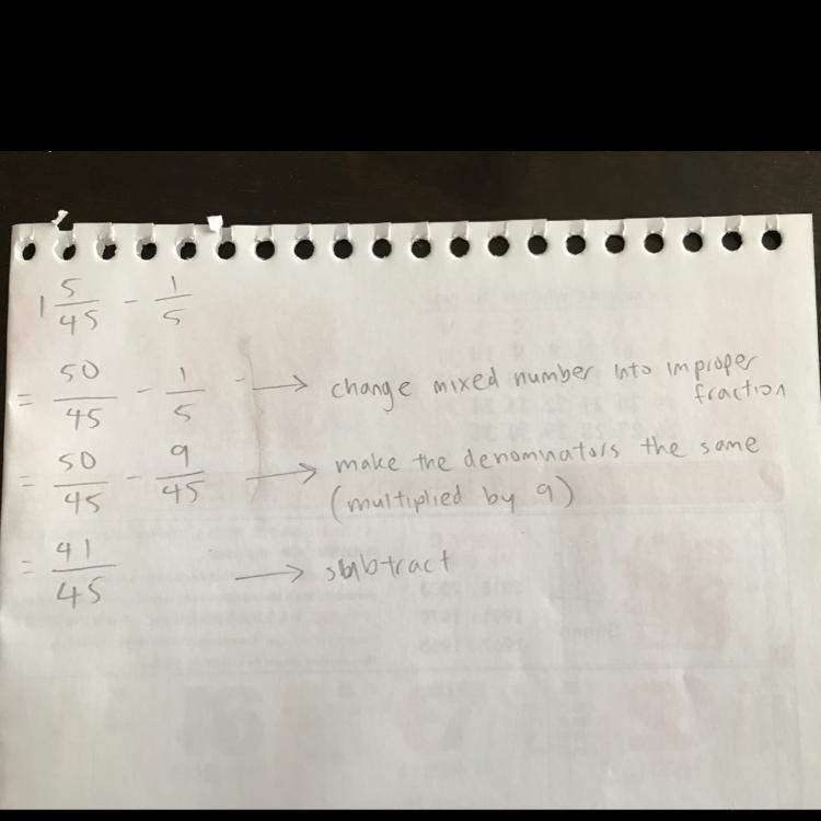 Does anyone know the answer to 1 5/45 - 1/5?-example-1